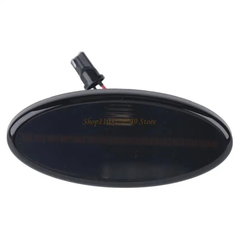 N5KD Vehicle Side Lights with Sequential LEDs, Smoked Elliptical Lamp Housings, Left and Right Light, and Two-Wire Leads