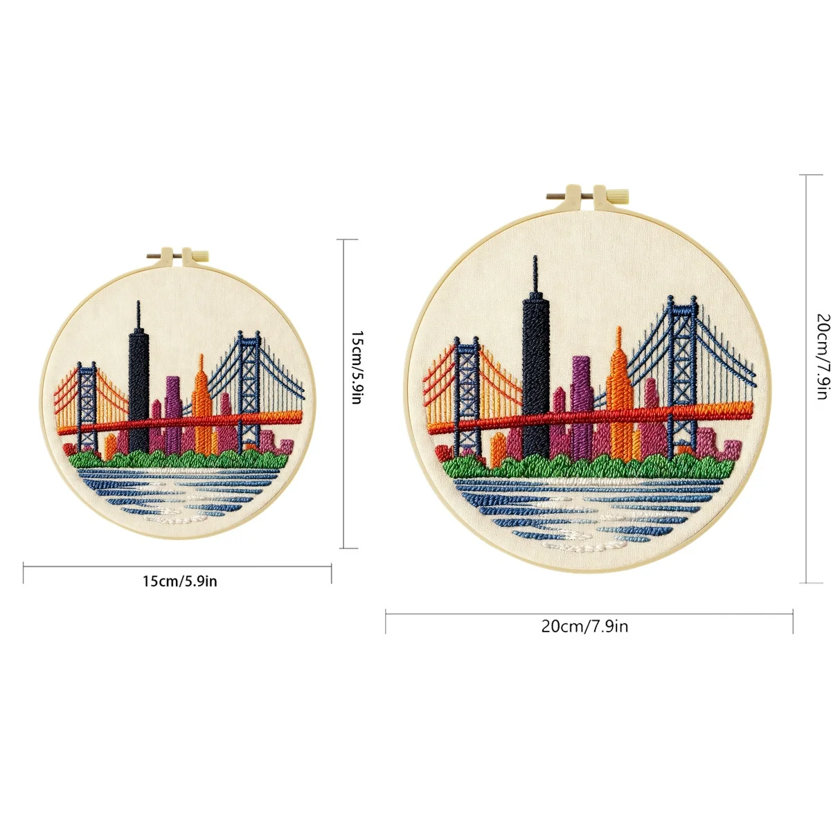 New York Skyline 1 Stück DIY Stickerei-Material-Set für Anfänger Stickerei-Starter-Kit Kreuzstich-Kunst als Geschenk Nadelarbeiten Handwerk – Detail 2