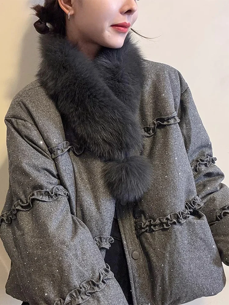 

Ele ort Loose Women's Cotton Jaet Korean Sle Faionable Versatile Casual Outerwear Thiened Long Sve Coat