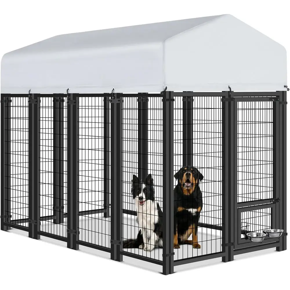 

Heavy-Duty 8x4.3x6T Outdoor Dog Kennel with Enhanced Lock, UV-Resistant Waterproof Cover for Large Breeds