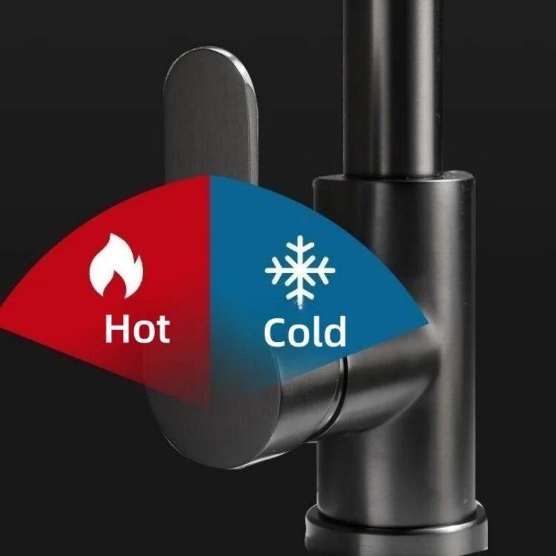 ماتي الأسود صنبور المطبخ ثقب واحد سحب صنبور 360 درجة الدورية خلاط تيار البخاخ رئيس صنبور حوض خلاط الساخن والبارد