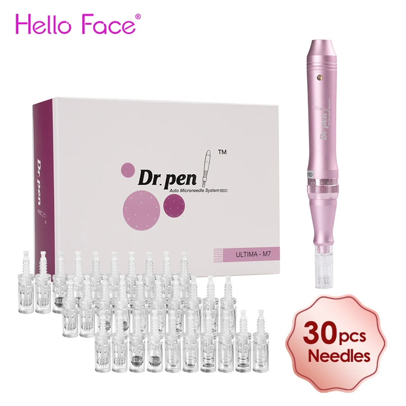 ปากกาแต้มสิวไร้สาย dr.pen M7 W ของแท้พร้อมตลับเข็ม32ตลับหมึกเข็มขนาดเล็กเพื่อการรักษาผมร่วงต่อต้านริ้วรอย