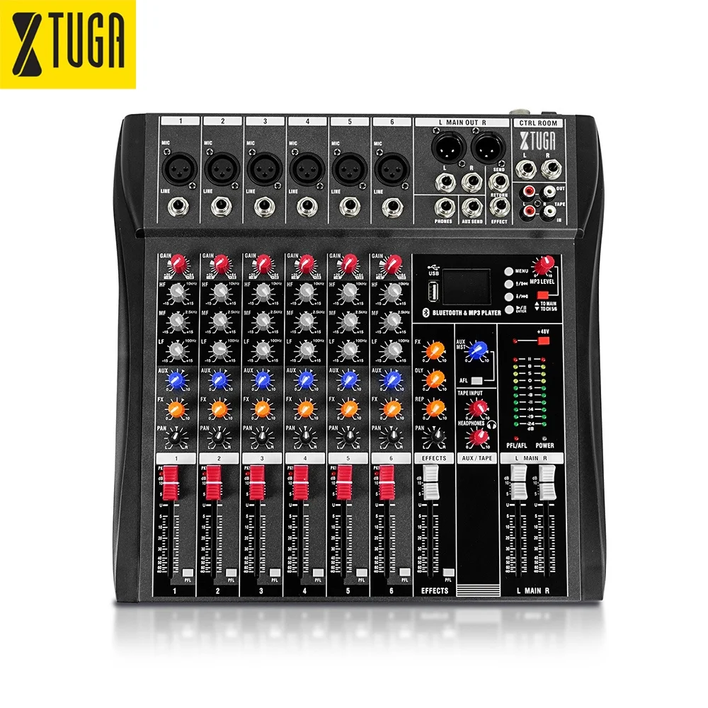 Xtuga CT60X Cheap Price 6 Channel Digital Professional Sound USB Audio Mixer