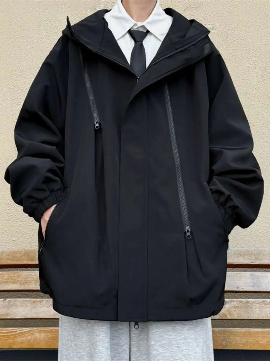 

Модная демисезонная куртка на молнии, водонепроницаемая, для активного отдыха, мужская, в стиле Hong Kong Sle, с длинными рукавами