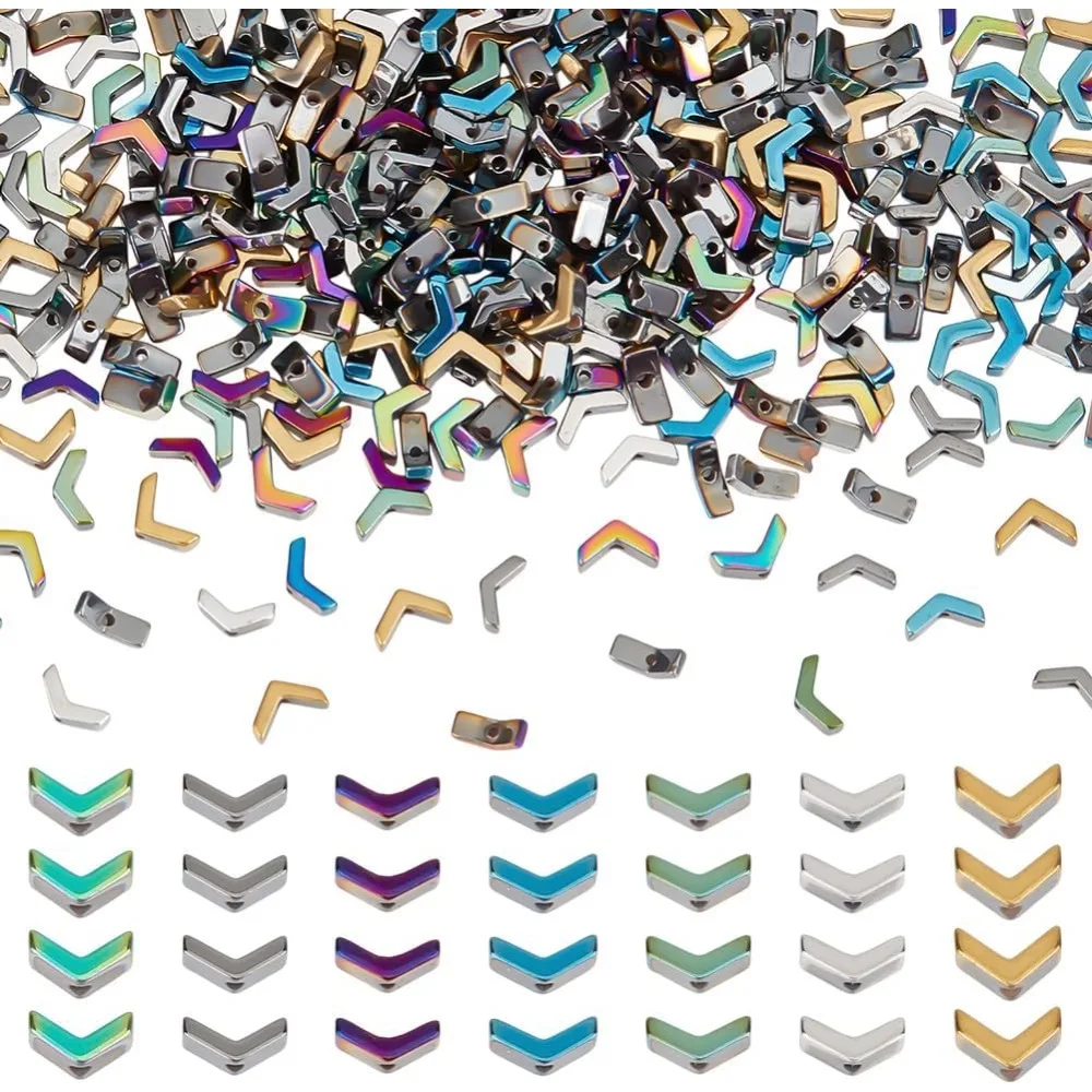 

1 коробка, 350 шт., 7 цветов, V-образные бусины, объемные разноцветные каменные гальванические наконечники для стрел, свободные