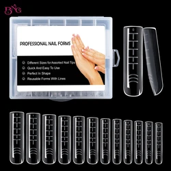 Poly Nail Gel Dual Forms Nail Builder Extension Gel Top Mold Clear Full Cover Square False Nail Tips with Scale Manicure Tools