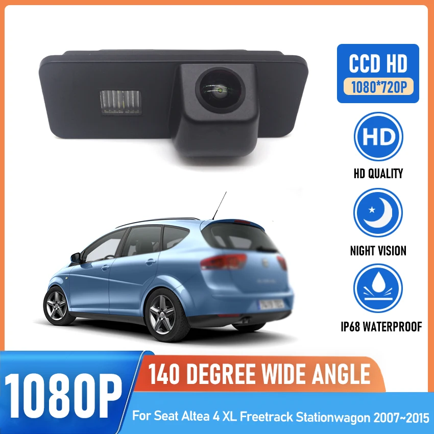 

Камера заднего вида HD CCD Fisheye для Seat Altea 4 XL Freetrack Stationwagon 2007~2015, аксессуары для парковки задним ходом