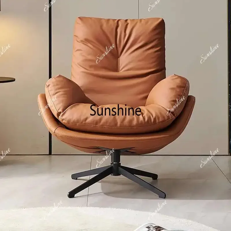

Lounge Swivel Living Room Chairs Luxury Lazy Relax Leather Nordic Salon Chair Floor Office Comfy Fauteuil Outdoor Furniture FT