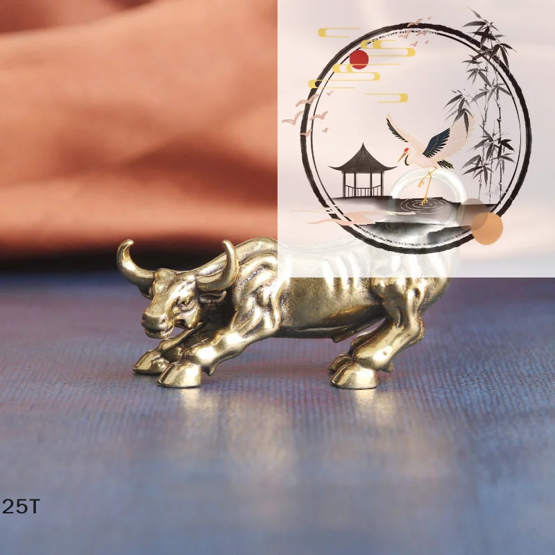 

Brass Bull Wall Street Cattle Sculpture Copper Cow Statue Mascot Exquisite Crafts Ornament Office Decoration Business Gift