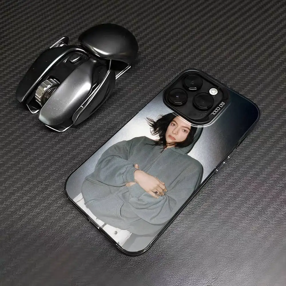 حافظة هاتف Singer L-Lorde V-Virgin لهاتف iPhone 16,15,14,13,12,17,Pro,MAX غطاء أسود غير لامع مقاوم للصدمات