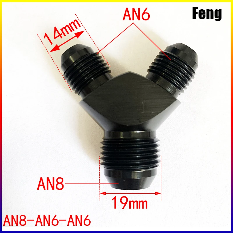 3 Way Aluminum AN4 AN6 AN8 AN10 Y Adapter Block Male Thread Fuel Hose Fitting Adapters Y-type oil cooling adapter Oil Pipe Joint