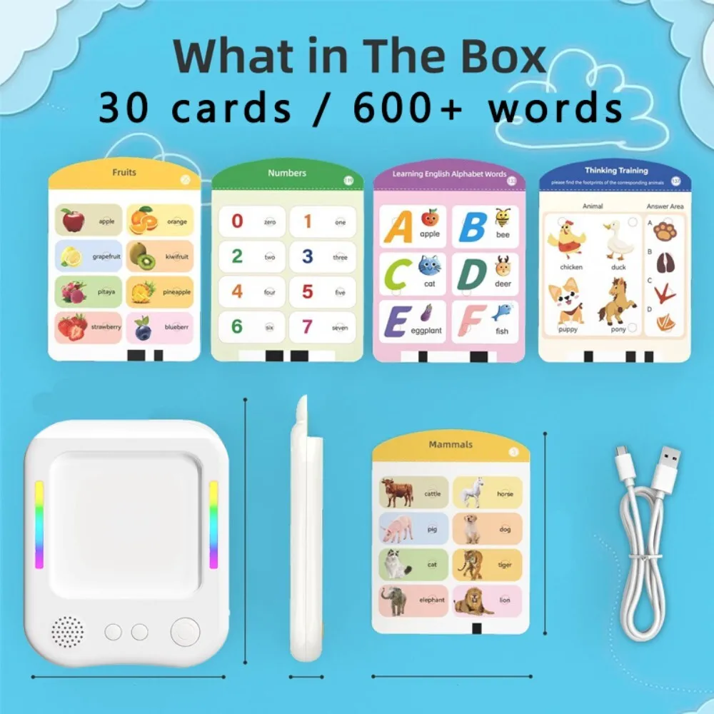 Máquina de lectura de inserción de tarjetas educativas para niños, juguete interactivo de aprendizaje temprano de inglés para niños en casa y escuela