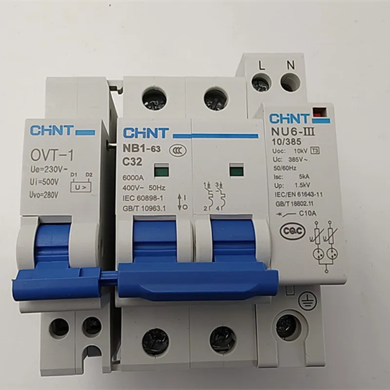 CHINT OVT-1 NB1-63 NU6-III 2P Постоянный протектор перенапряжения в переходных перенапряжений Sobret usares transitorio y permanente monofásico MCB 10A 16A