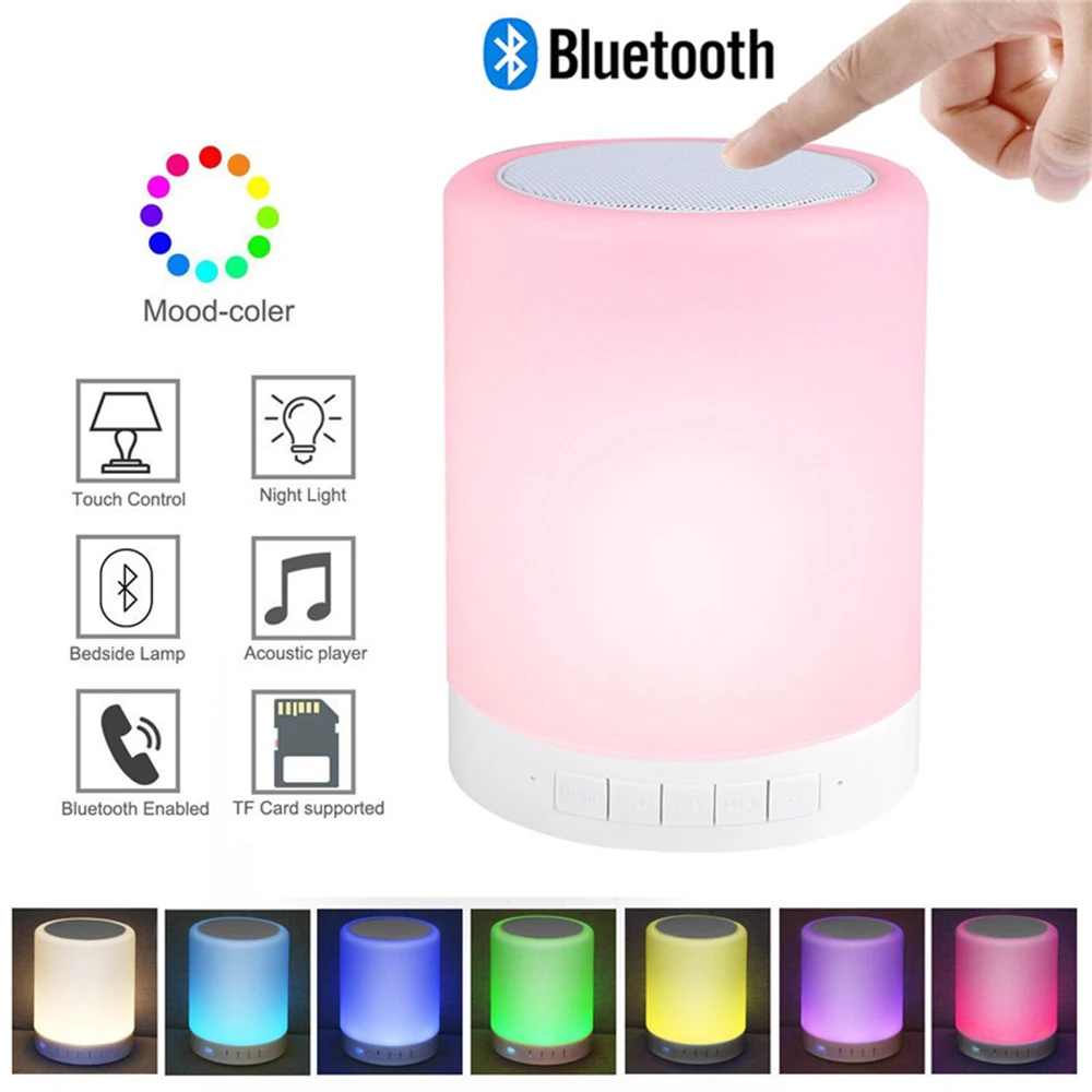 Night Light Bluetooth Speaker Wireless Portable Mini Player Touch Pat Light Colorful LED Bedside Table Lamp For Bedroom Outdoor