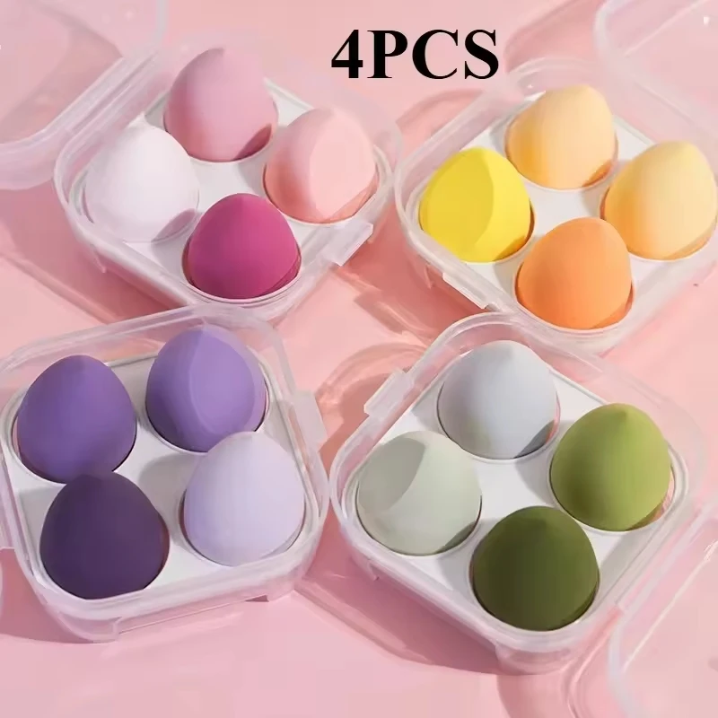 4 stuks meisje make-up spons poederdons droog nat gecombineerd beauty foundation gereedschap cosmetische bal poederdons schuine gesneden make-up spons