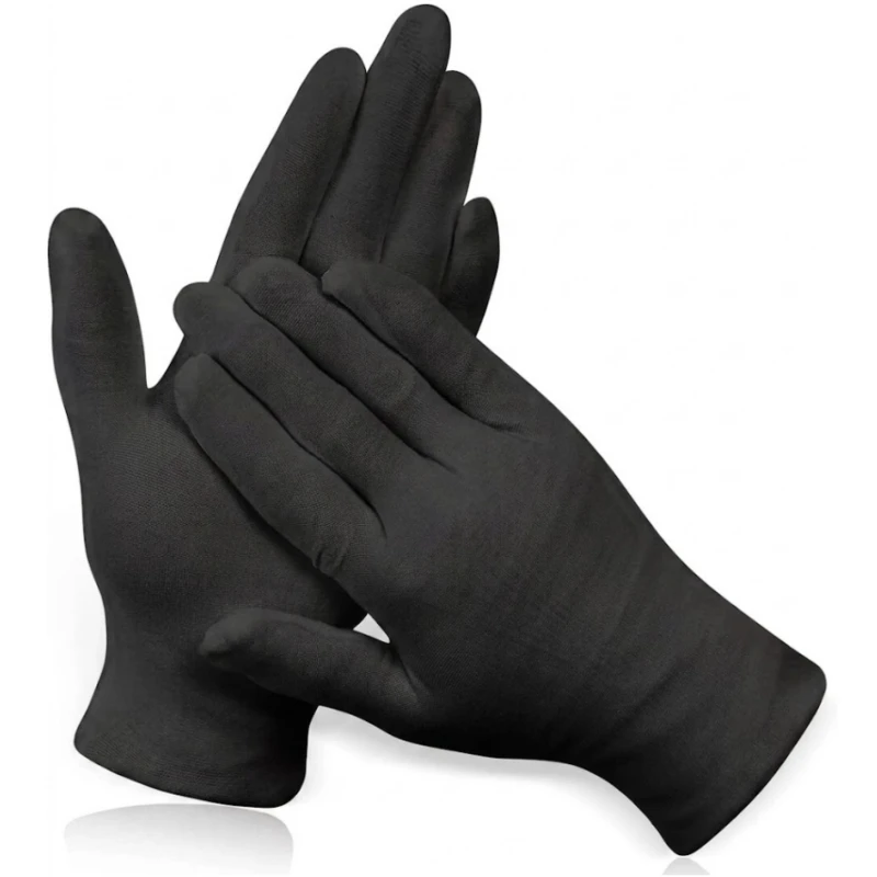 12/24PCS Black Cotton Gloves for Dry Hands Sleeping Overnight Gloves Soft Moisturizing Work Gloves for Men Mechanic Construction
