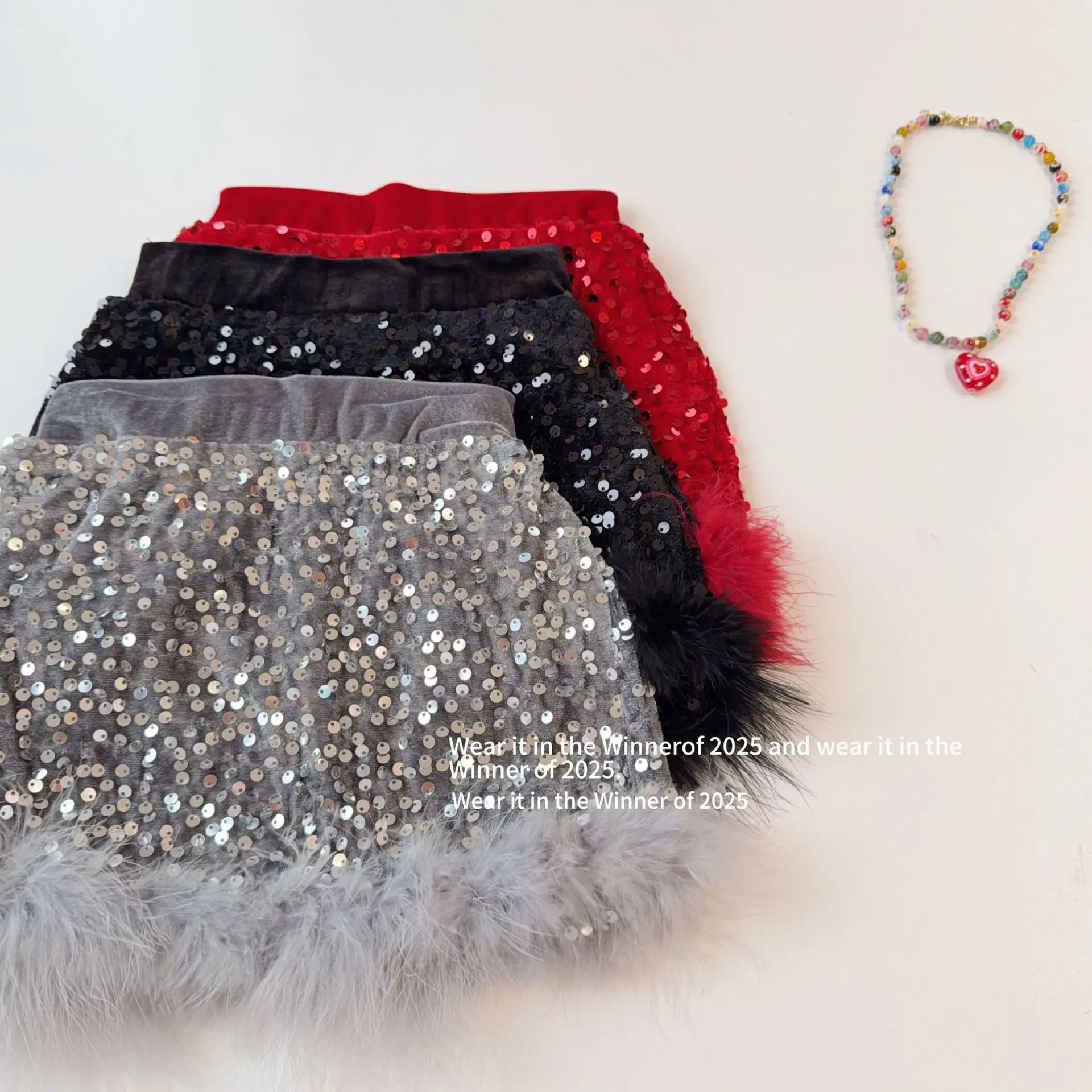 

Sequin Fluffy Skirt Girls Autumn and Winter New High Waist Anti-light One-step Hip Skirt Sequined Skirt