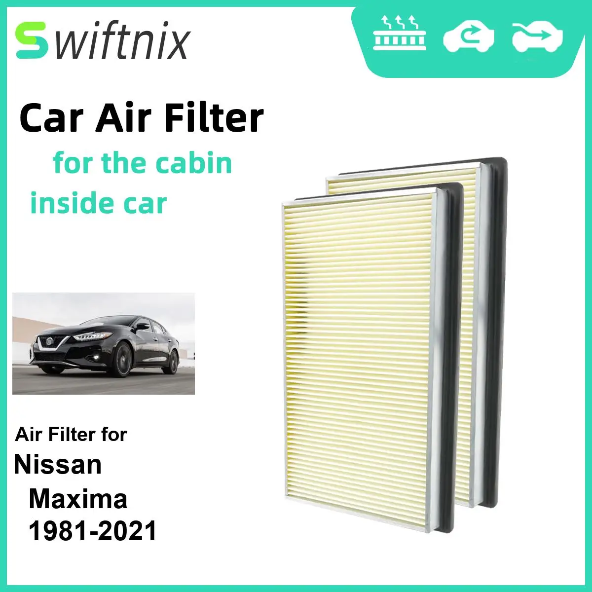 

Воздушный фильтр для Nissan Maxima 1981-2021 CA4309 25043775 16546-0Z000 16546-70J10, 2 шт.