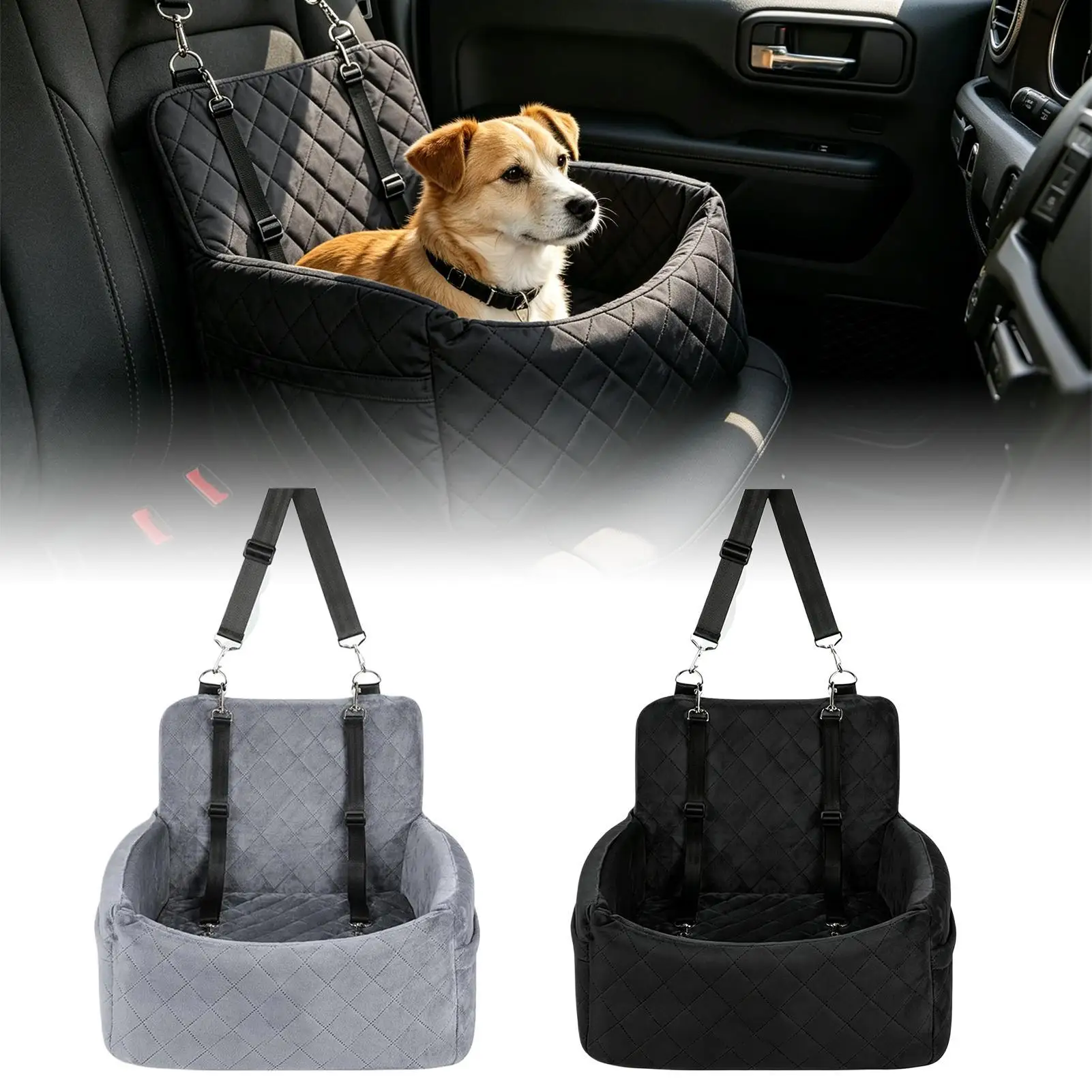 Pet Car Seat Plush All-Weather Scratch-Proof Vehicle Small Medium Dog Seat For Truck Sedan Pickup RV Family Road Trip Daily