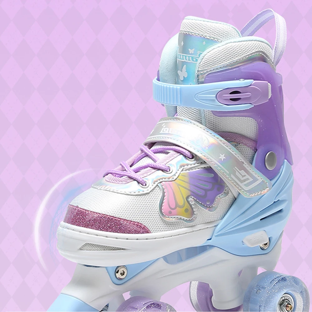 صف مزدوج زلاجات دوارة للفتيات الفتيان التزلج في الهواء الطلق تضيء الكبار أحذية تزلج دوارة قابل للتعديل حجم 31-41 أحذية رياضية هدايا #3