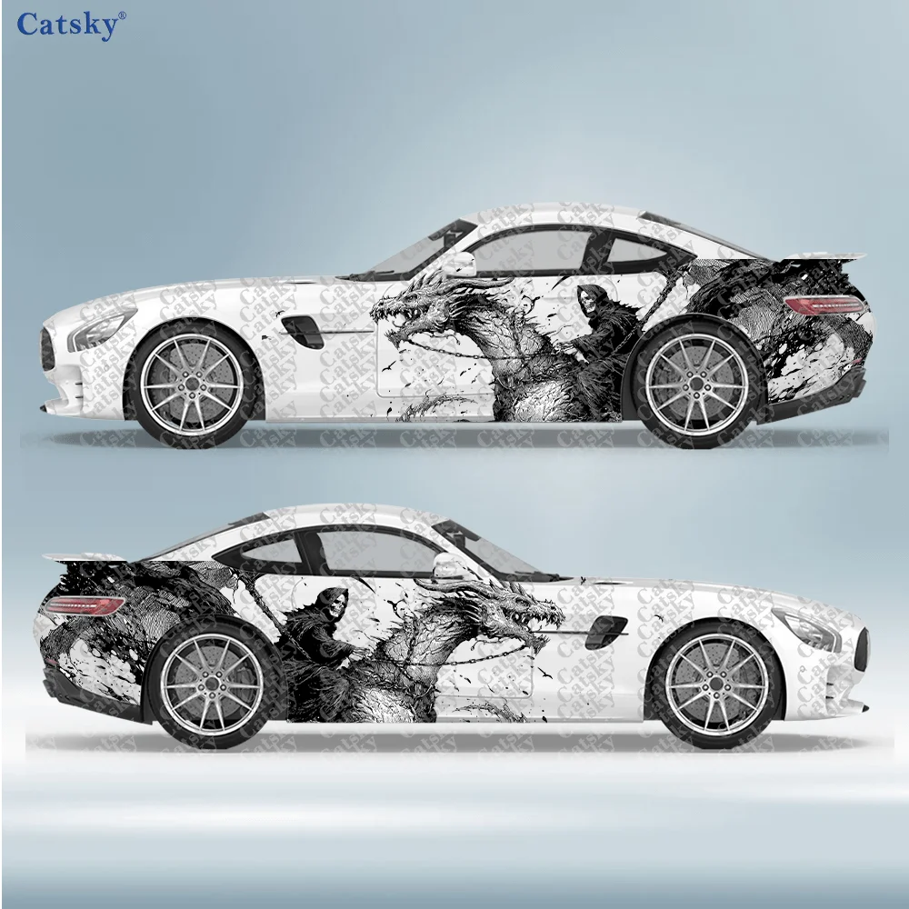 

Chain Skeleton Dragon Reaper Car Side Sticker Decor,PVC Waterproof Scratch Resistant Decal,Car Protection,Auto Accessories Gift