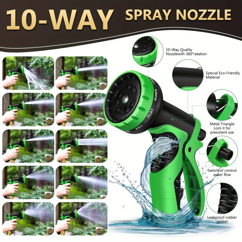 Garden hose 100 Feet，Expandable Leak-Proof Water Pipe，Belt 10 Functional Nozzle，40 Layer Nano Rubber，Durable，Lightweight，Retract