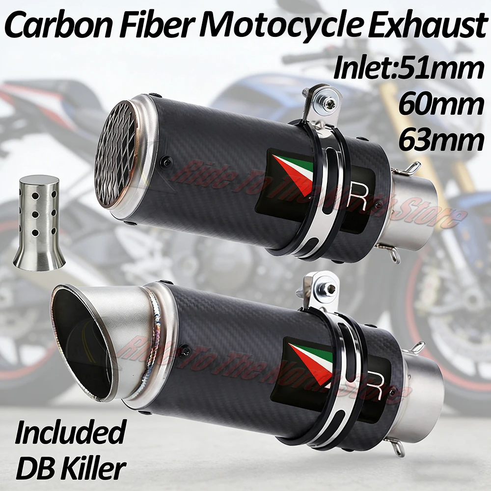 51mm 60mm 63mm ar Motorcycle Exhaust Muffler Pipe For Kawasaki250 to 1000 ZX6R/10R R1R3R6R25 CBR500/1000 GSXR600/750 S1000RR Etc