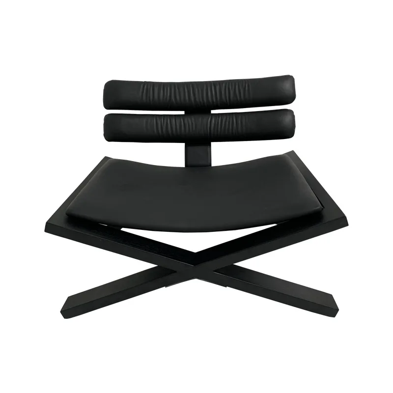 Italian minimalist saddle leather sofa chair Sales department model room leather small apartment living room solid wood