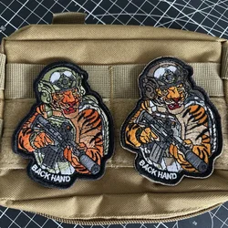 Tiger Soldier Tactical Patch Hook and Loop Panda Beast Warrior Embroidery Patches Morale Badge Military Armband Backpack Sticker