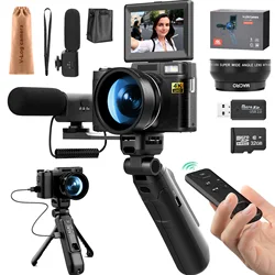 G-anica-cámaras digitales 4k para fotografía, cámara de vídeo de 48MP para YouTube Vlogger Kit-micrófono y Control remoto, agarre de trípode