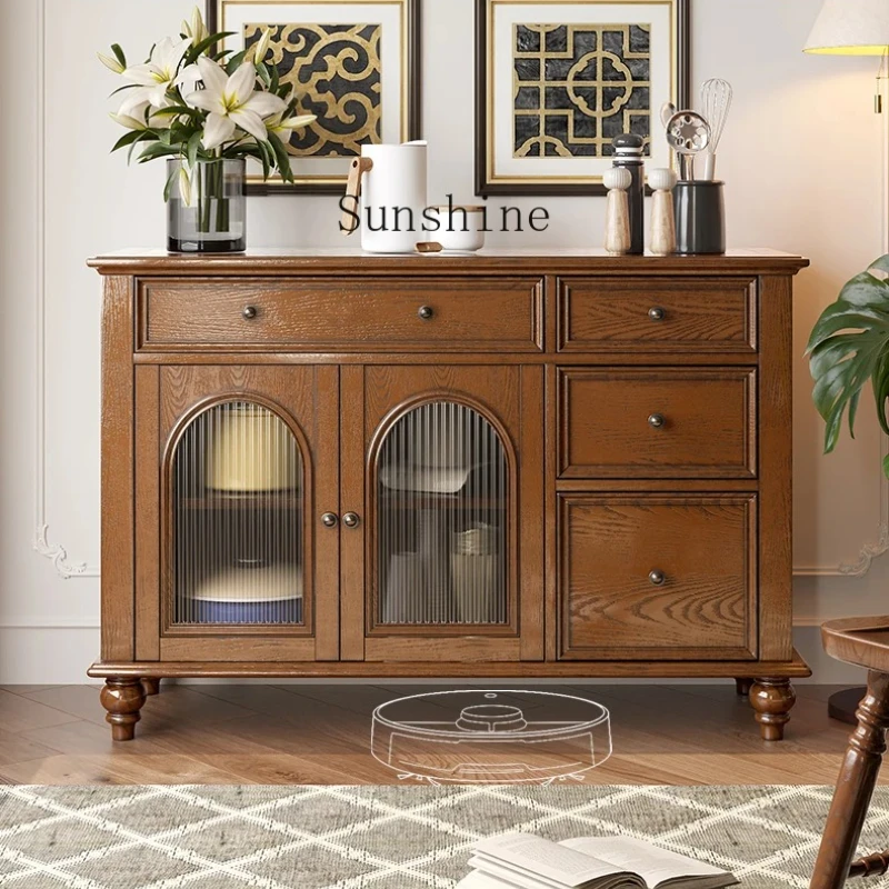 

American rural solid wood retro dining side small apartment kitchen locker