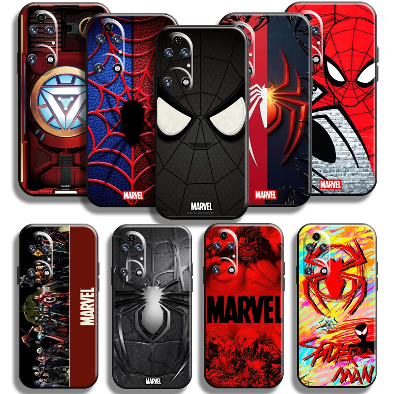 마블 스파이더맨 다리미 맨 휴대폰 케이스, 화웨이 P60 P60 ART P50 P40 P30 P20 PRO LITE P 스마트 Z S 플러스 2021 액체 실리콘 뒷면