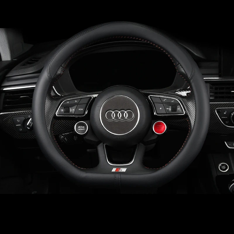 Ultra-thin non-slip breathable leather steering wheel cover For Audi Q8 Q7 Q5 Q3 A8 A7 A6 A5 A4 A3 A1 S5 S4 S3 RS TT