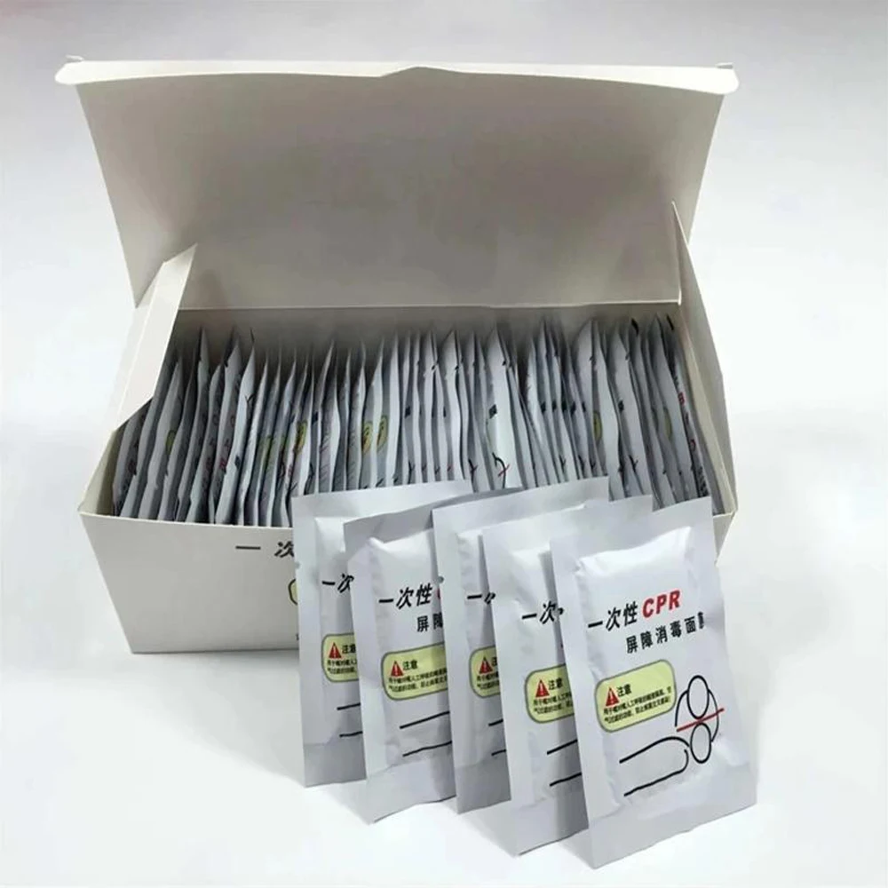 10-200PCS Disposable Medical First Aid Breathing Mask CPR Resuscitator Rescue Mouth Breath with One-Way Valve Portable Emergency view 2