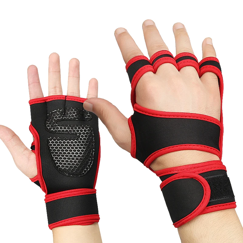 Fitness-Handschuhe für Männer und Frauen, Halbfinger-Handschuhe zum Gewichtheben, Handgelenkschutz, Trainingshandschuhe für Hanteln, Anti-Hornhaut, Rutschfeste Handschuhe