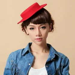 Women Flat Wool Felt Hat Tilt Fascinators Wool Dress Fedoras Boater Hat Millinery Hat Base for Wedding Party Headwear Free Size