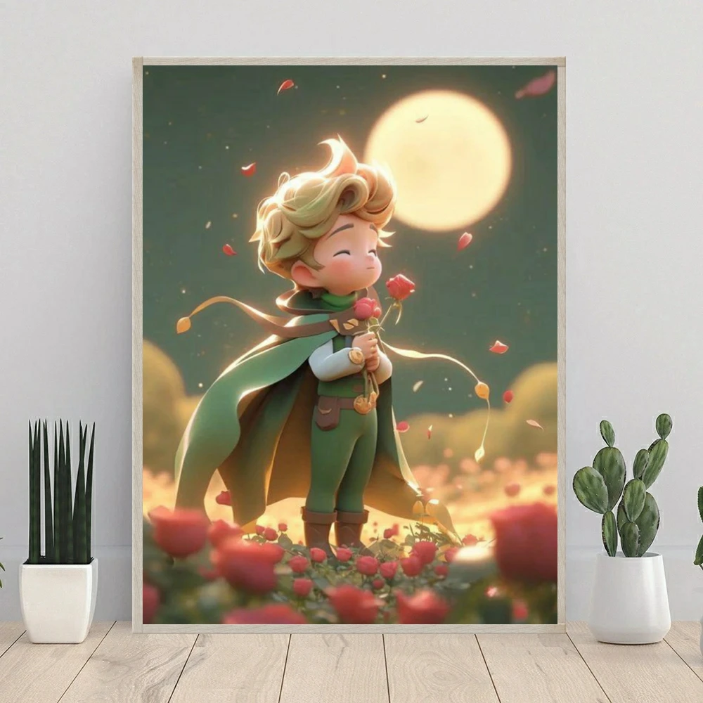 The Little Prince 5D Full Round Diamond Painting Kits Cartoon Little Boy And Fox DIY Drills Mosaic Embroidery Cross-stitch Gift