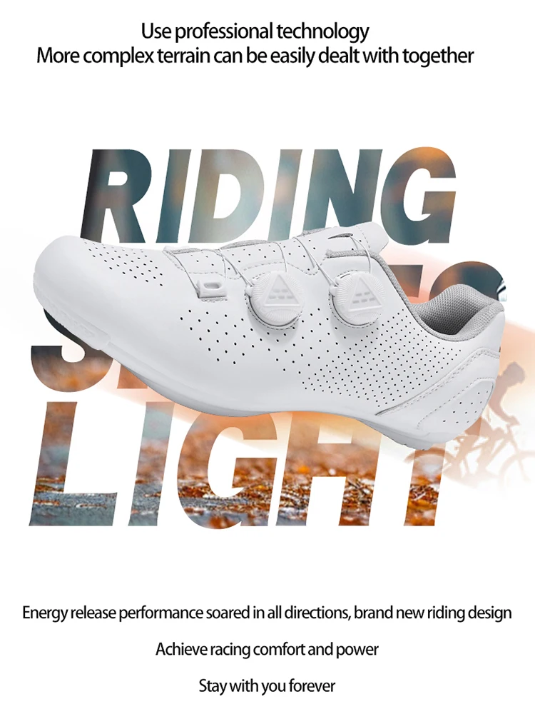 AliExpress CC chengta Cycling Shoes Men's Professional Speed Road Cycling Shoes SPD Shoes Men's Flat Pedal Cycling Shoes Outdoor Cycling Shoes White