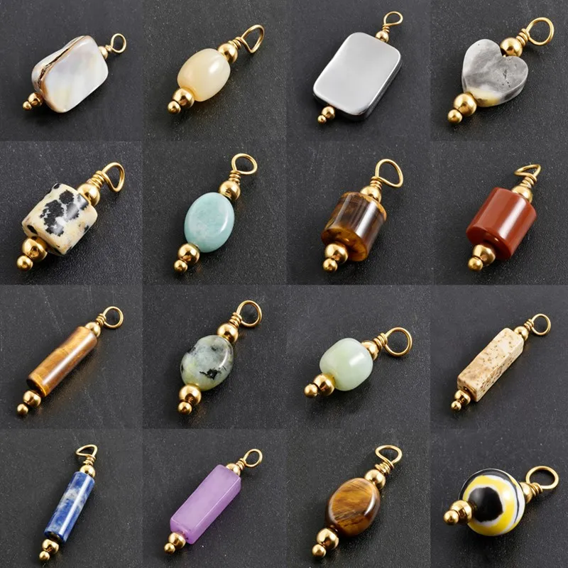 5 Stück Boho-Stil Naturperlen-Steinanhänger, unregelmäßige Anhänger für Halsketten, Ohrringe, Armbänder, DIY-Schmuckherstellungszubehör