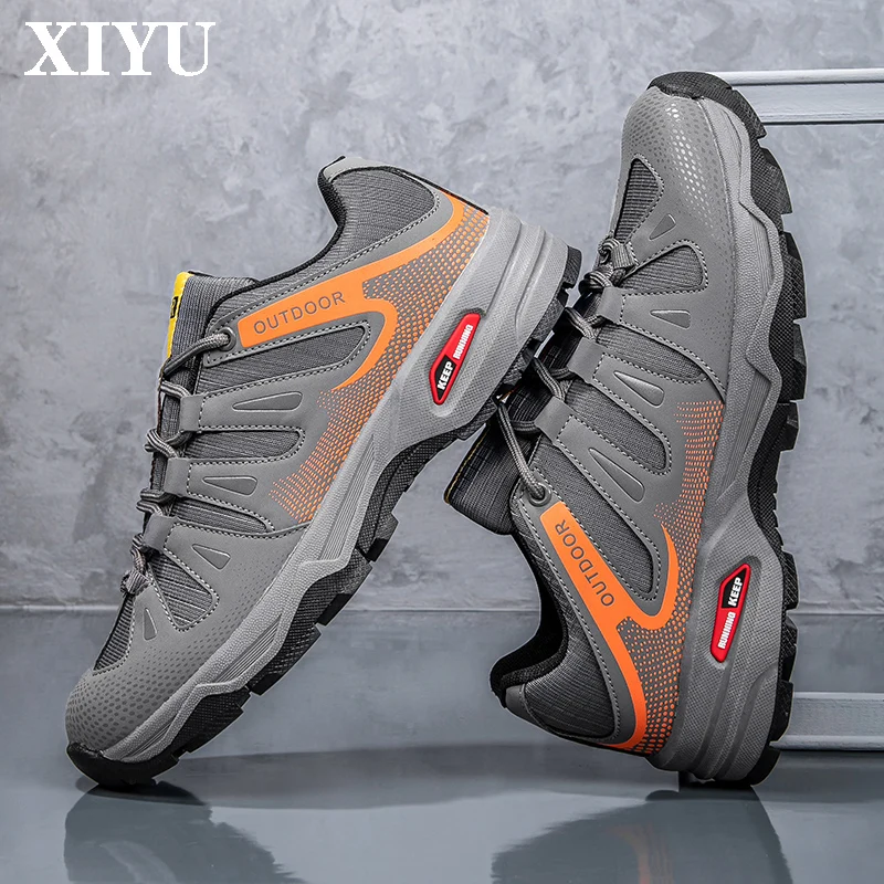 

XIYU Мужская походная обувь, уличная обувь из сетчатой ткани на шнуровке, износостойкая и дышащая мужская тактическая спортивная обувь для походов и охоты