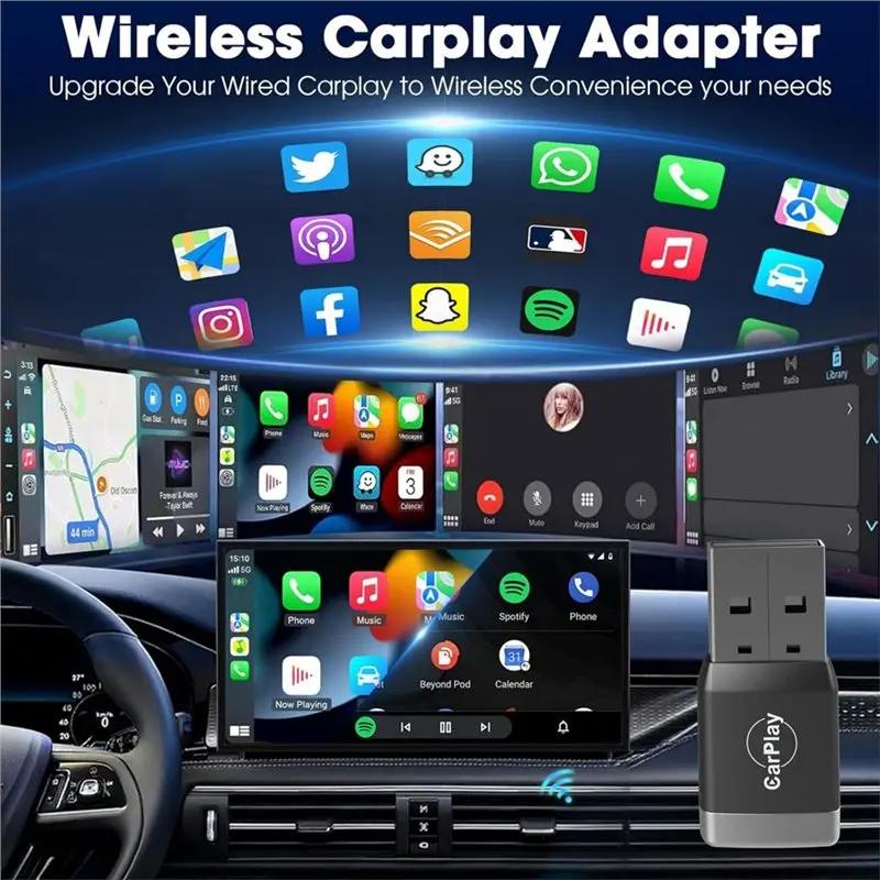 A31T Wireless CarPlay Adapter for Android Auto, USB Wired to Wireless Converter Plug and Play Auto Connect for Cars, Compact