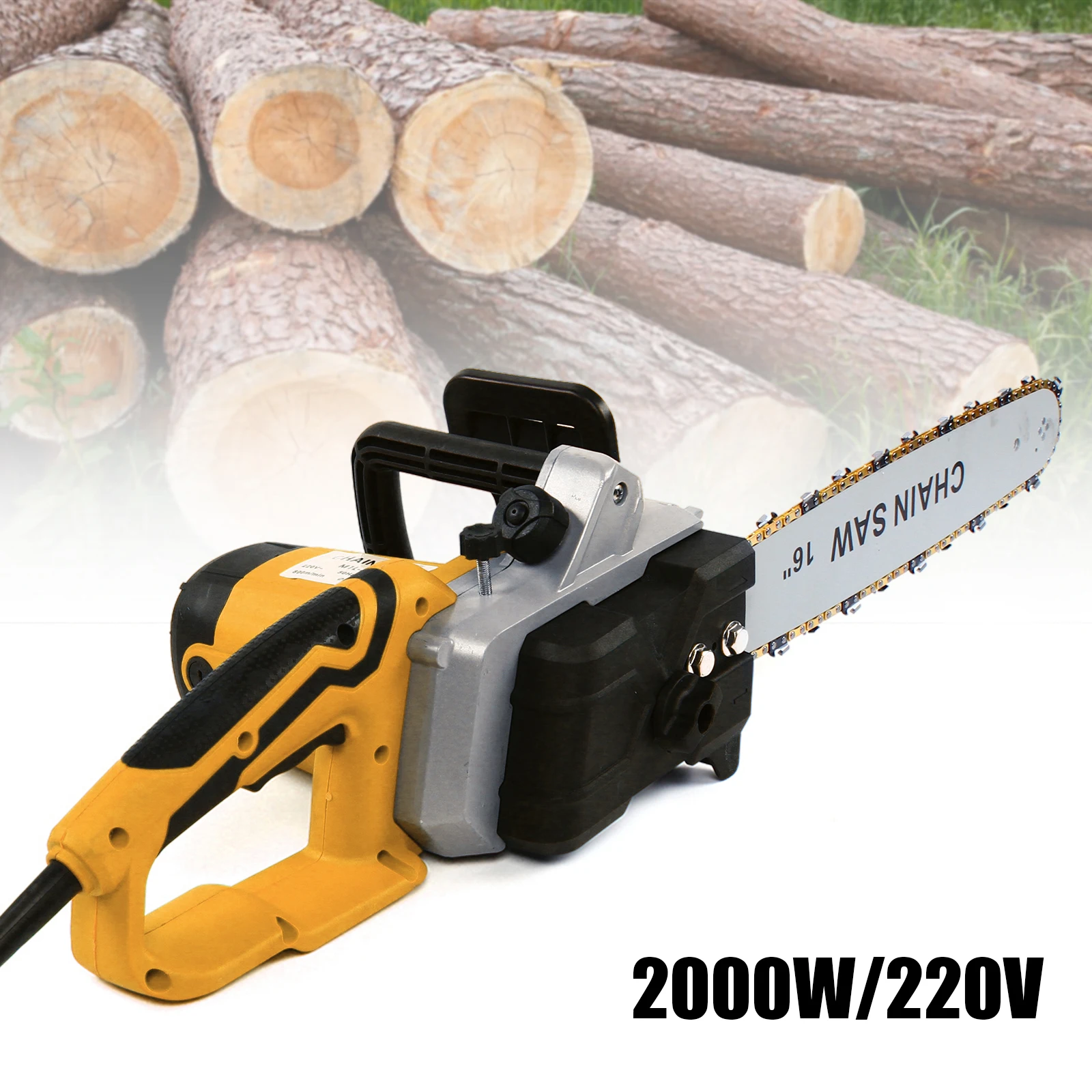 16inch Electric Chainsaw Corded Electric Chainsaw One-Hand Wood Cutter Woodworking Corded Power Cutter Garden Tool 2000W