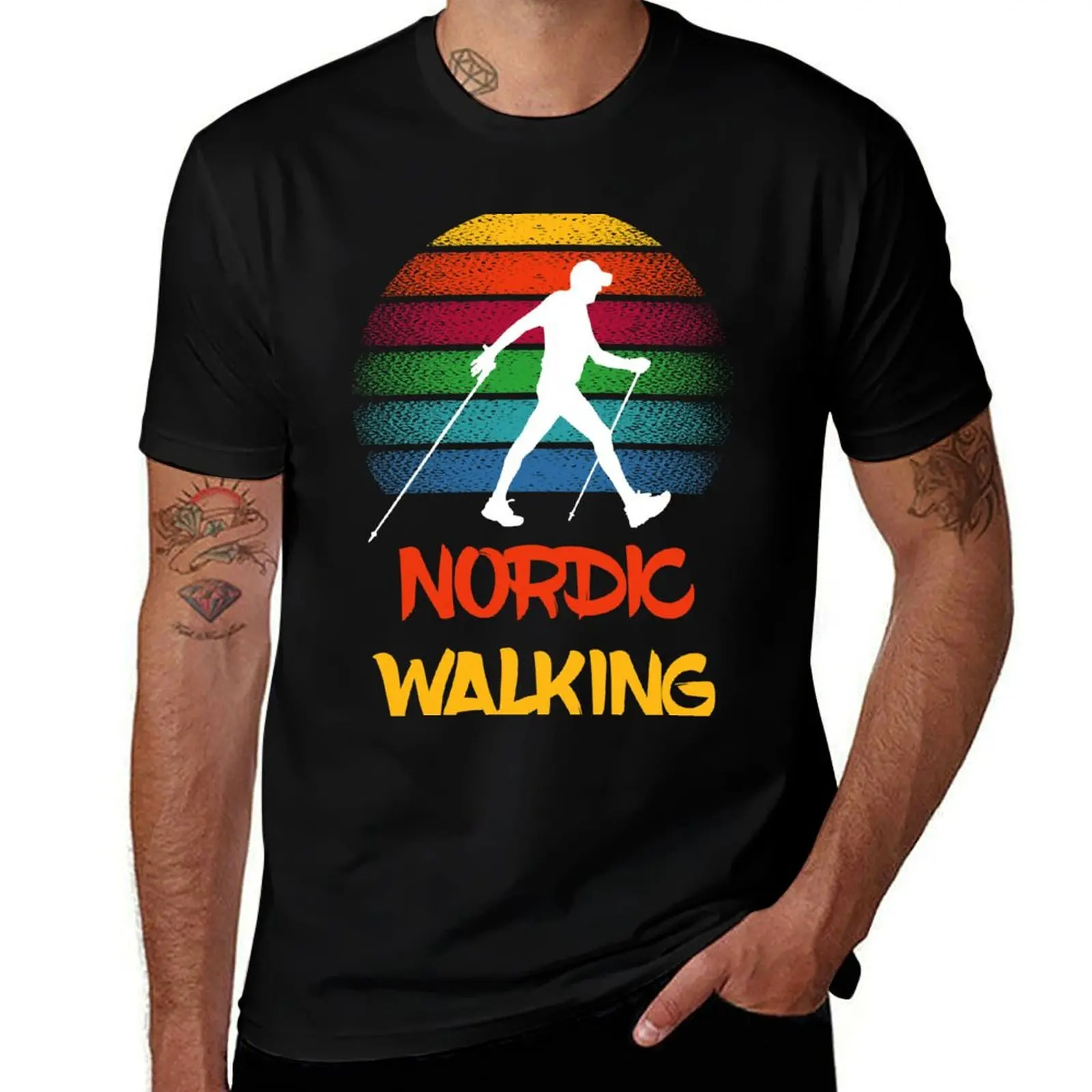 Nordic Walking T-Shirt men t shirt cotton 100% T-Shirt