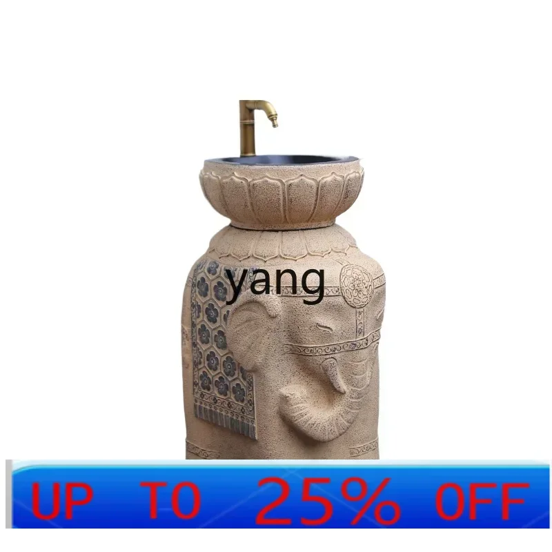 

LMM new Chinese outdoor sink balcony creative column sink basin combination