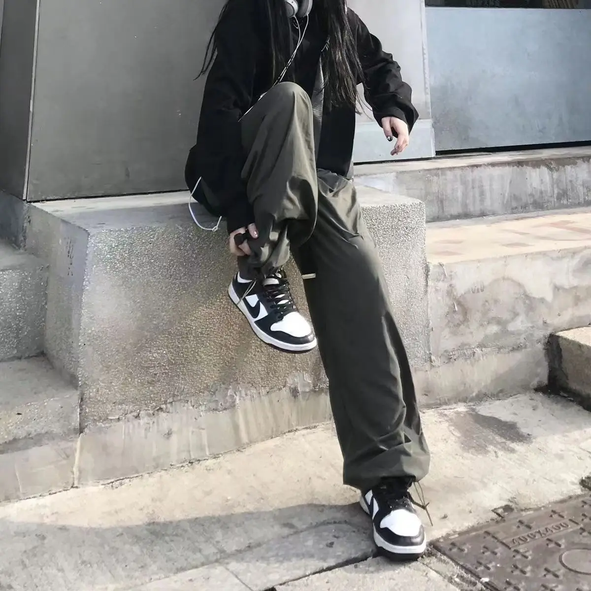 American Sle – vêtements de travail rétro pour femmes, Slim, jambes larges, taille haute, amincissant, petite taille, pantalon de sport décontracté, printemps automne