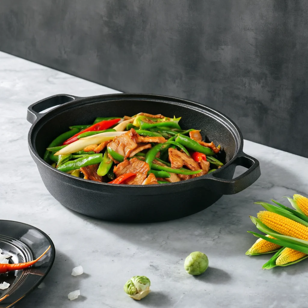 Immagine 4: Padella in ghisa, griglia in ghisa con doppio manico, 25 cm, antiaderente, per carne, pesce, verdure.