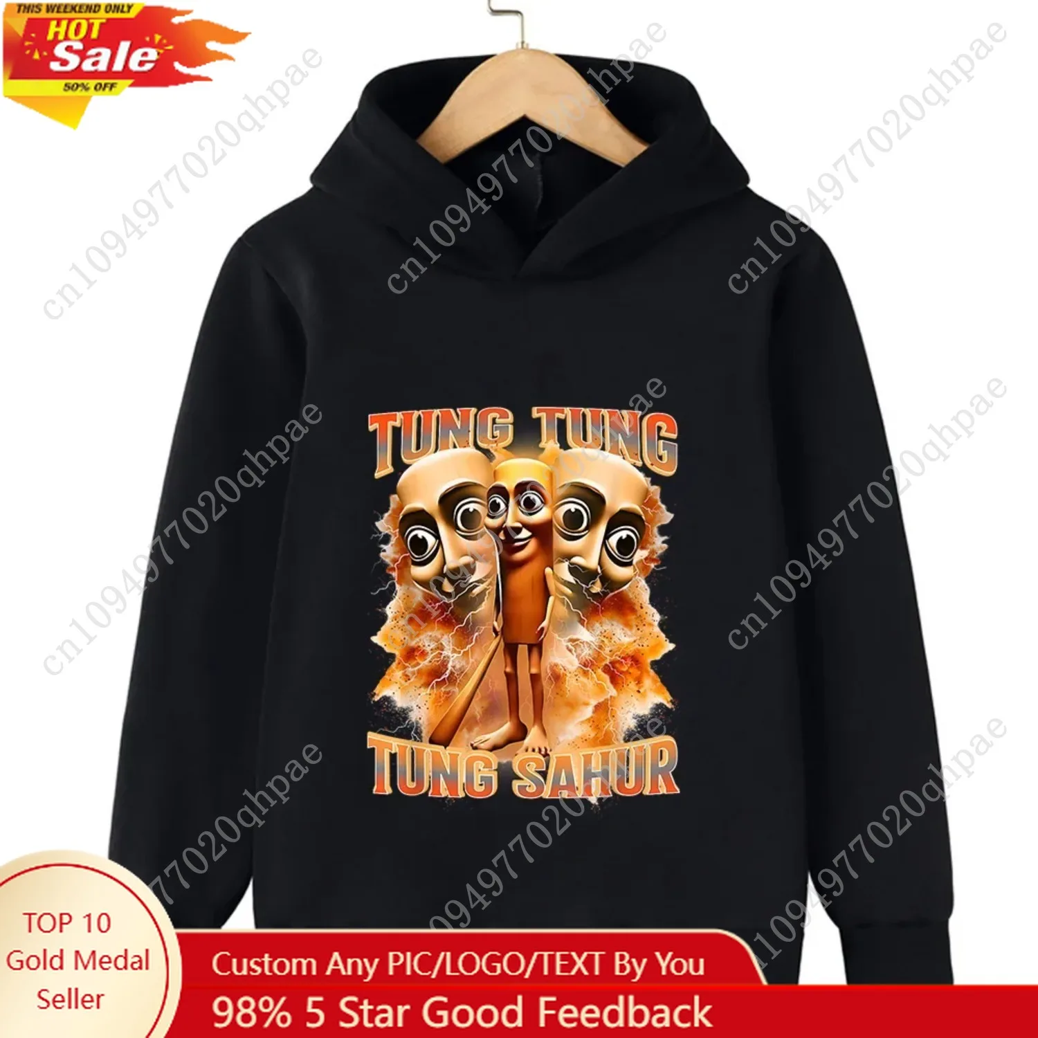 

Autumn Brainrot Character Printed Hooded Sweatshirt for Boy Girl Fashionable Casual Warm Fleece Children Long Sleeved Clothing