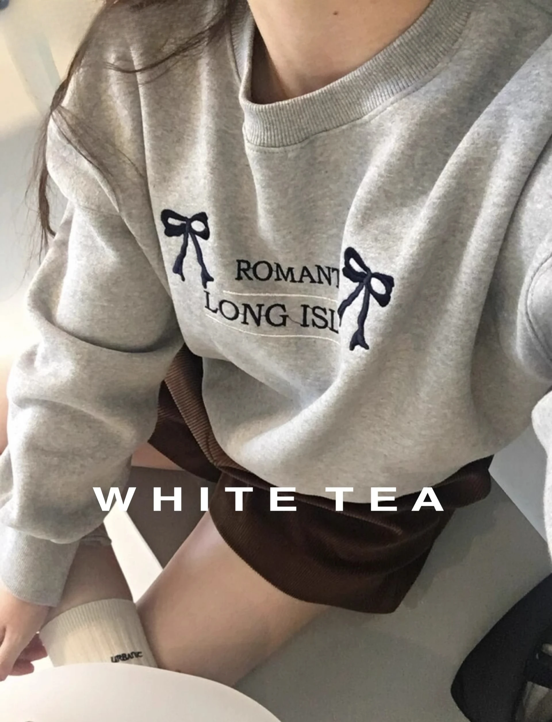 Nomikuma Korean Niche Bow Letter Long Sleeve Fleece Sweatshirt Causal O-neck Pullover 2023 Spring Autumn New Hoodie Tops