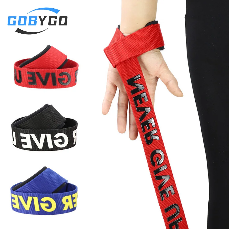 GOBYGO 1Pair Weight Lifting Wrist Straps Anti-slip Hand Wraps Wrist Support Gym lifting Straps Fitness Powerlifting Training