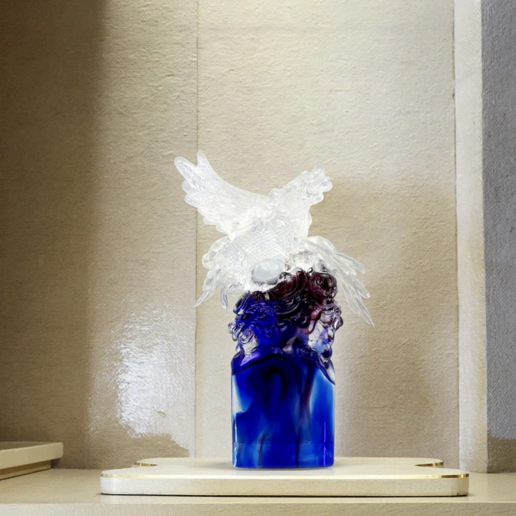 %II*Custom High-End Chinese Auspicious Kirin Glass Animal Figurine Lost-Wax Process Jiangsu ArtFamily Feng Shui Decoration